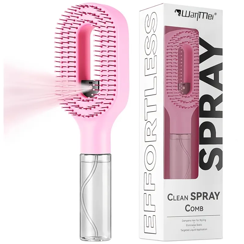 2-in-1 Water Mist Detangling Brush - Anti-Frizz Hair Care - Vue 2