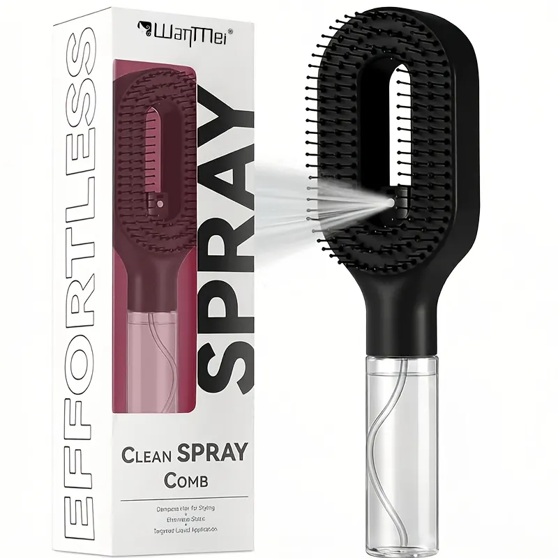 2-in-1 Water Mist Detangling Brush - Anti-Frizz Hair Care - Vue 4