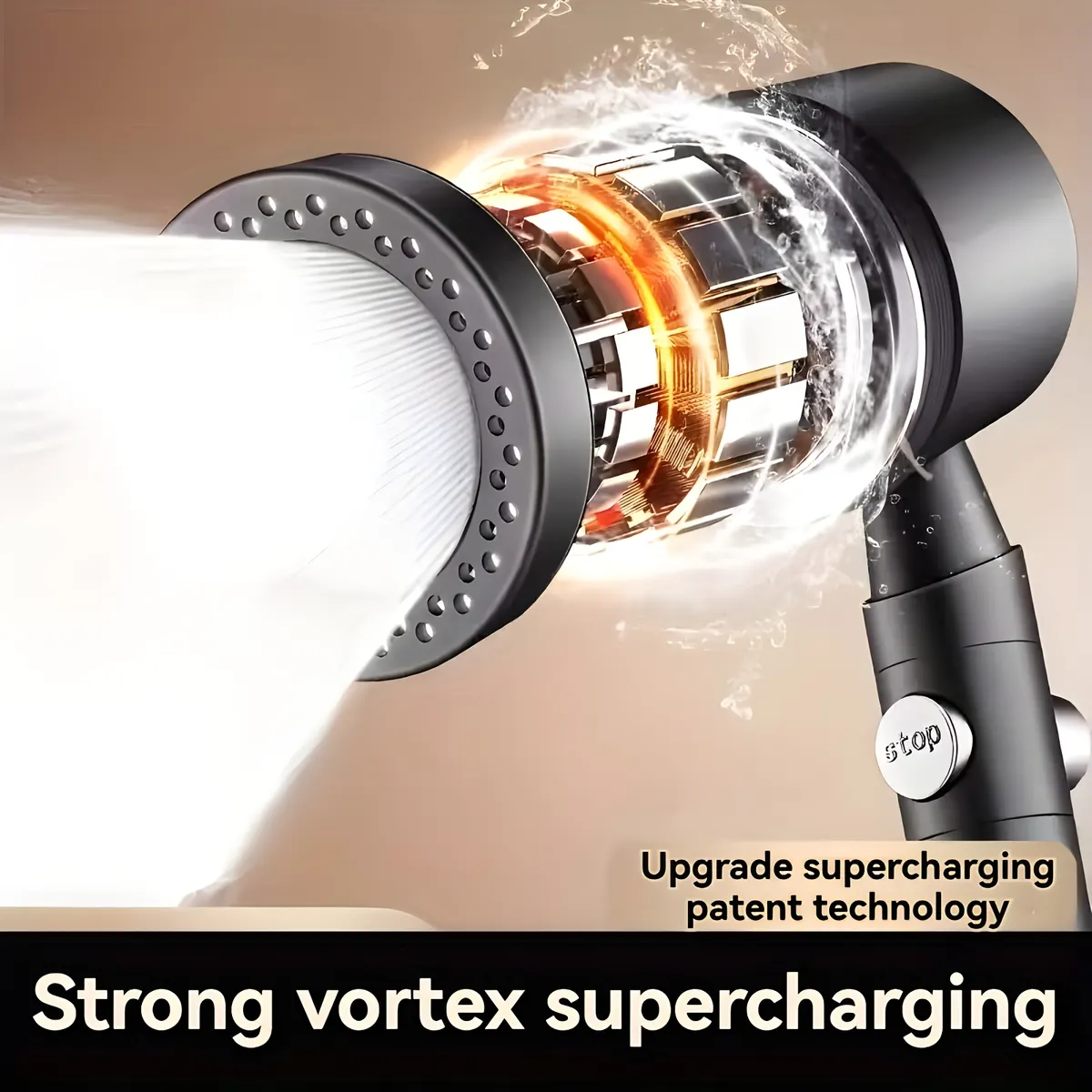 High-Pressure Limescale-Filter Shower Head with 5 Spray Modes - Vue 2