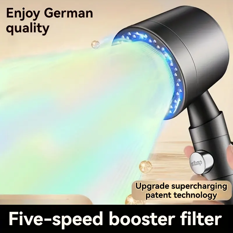 High-Pressure Limescale-Filter Shower Head with 5 Spray Modes - Vue 4