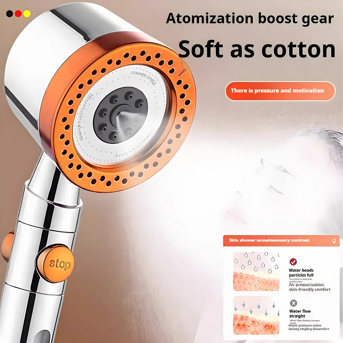 High-Pressure Limescale-Filter Shower Head with 5 Spray Modes - Vue 9