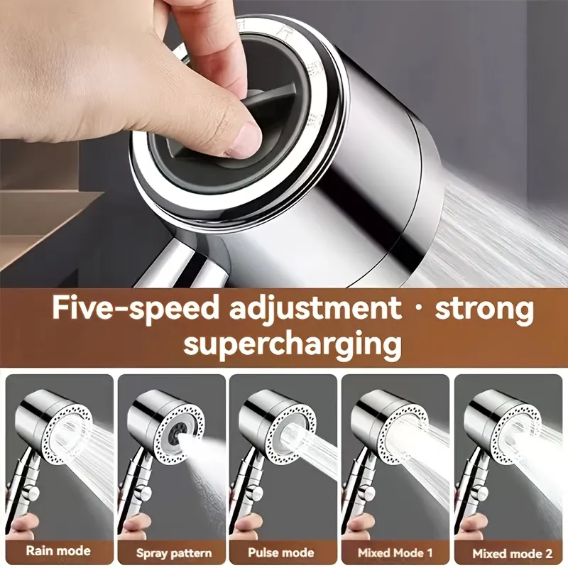 High-Pressure Limescale-Filter Shower Head with 5 Spray Modes - Vue 12