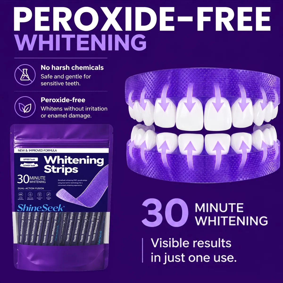 PAP+ Purple Teeth Whitening Strips (7-Day Pain-Free Treatment) - Vue 6