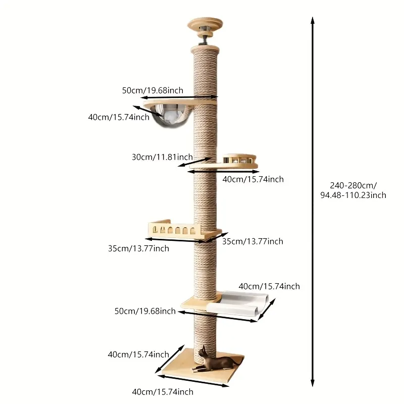 Scandinavian Cat Tree in Natural Sisal with Panoramic Capsule - Vue 5