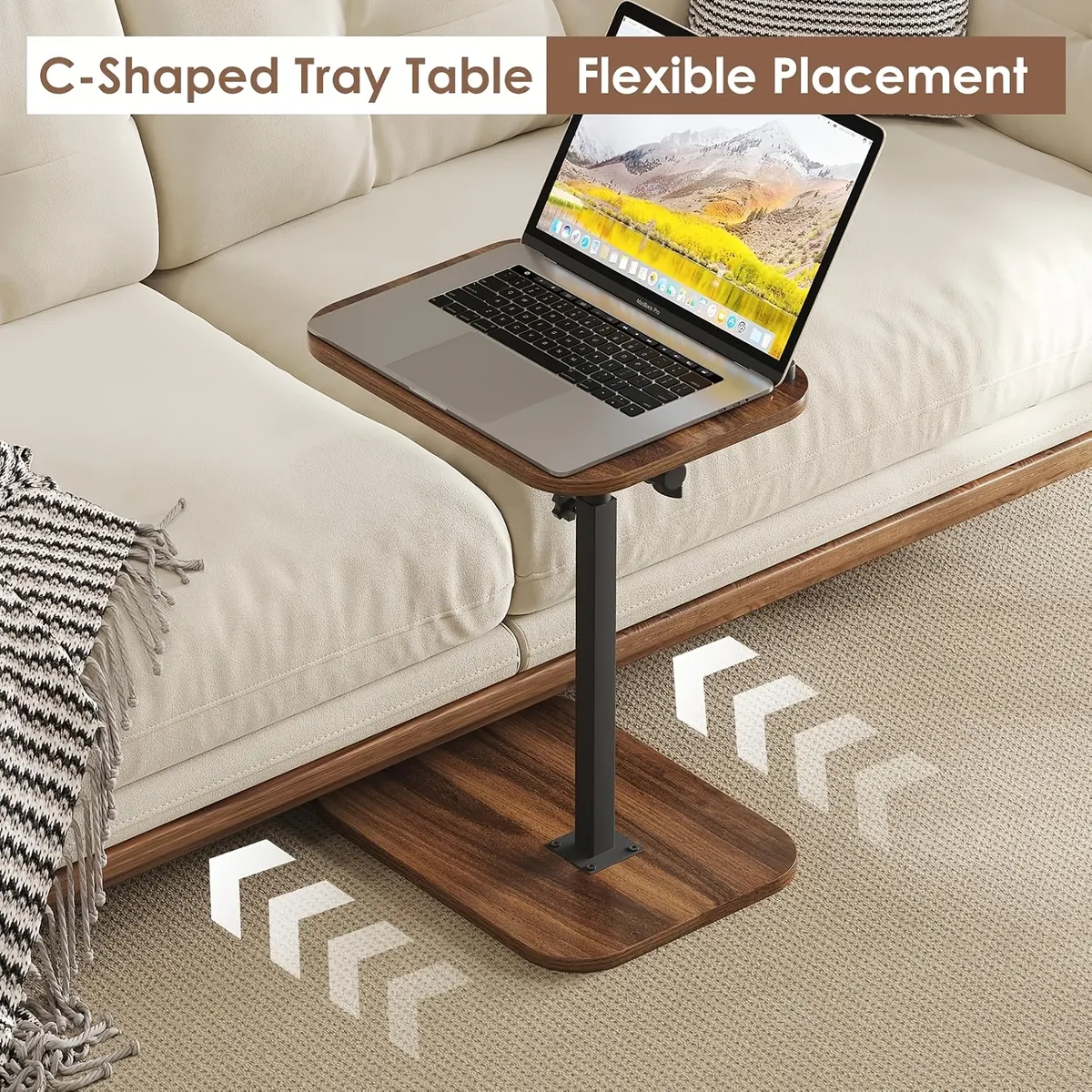 Foldable Solid Wood Sofa Armrest Tray - Clip-On Side Table - Vue 2