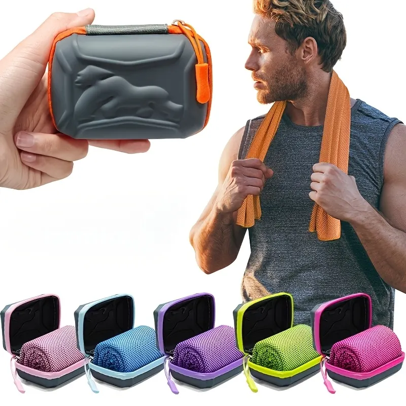 Instant Cooling Towel with Carabiner Case (Ice Effect)