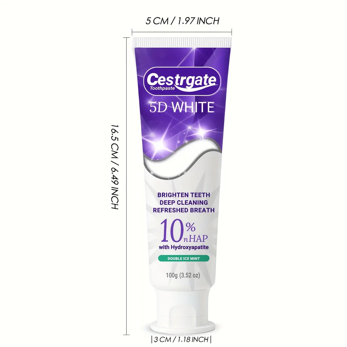 5D White Purple Color-Correcting Toothpaste - 10% Pure Hydroxyapatite - Vue 4