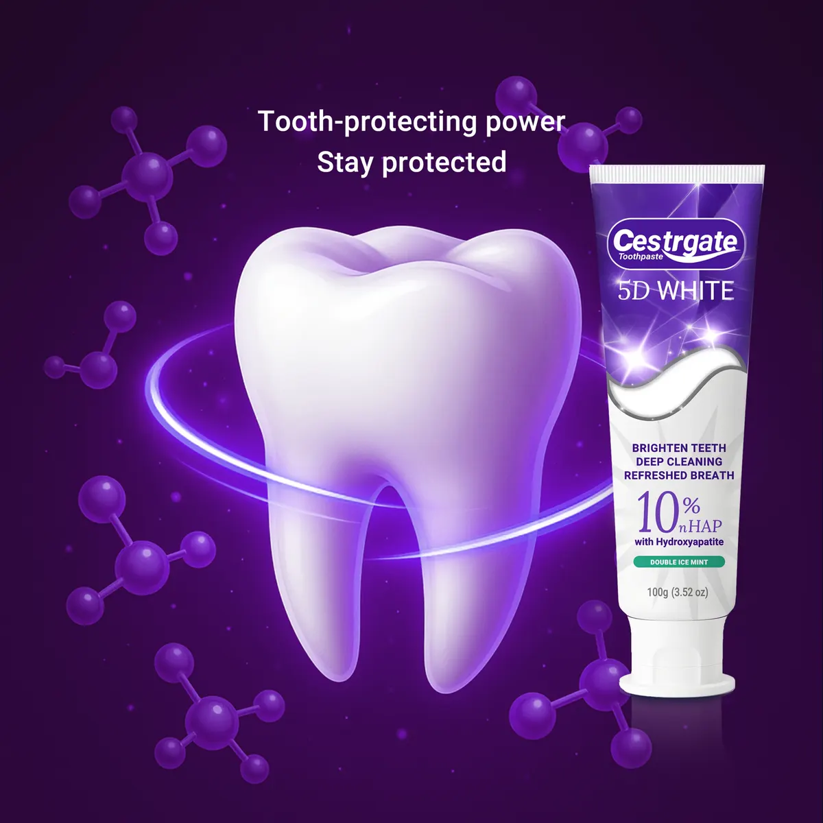 5D White Purple Color-Correcting Toothpaste - 10% Pure Hydroxyapatite - Vue 5