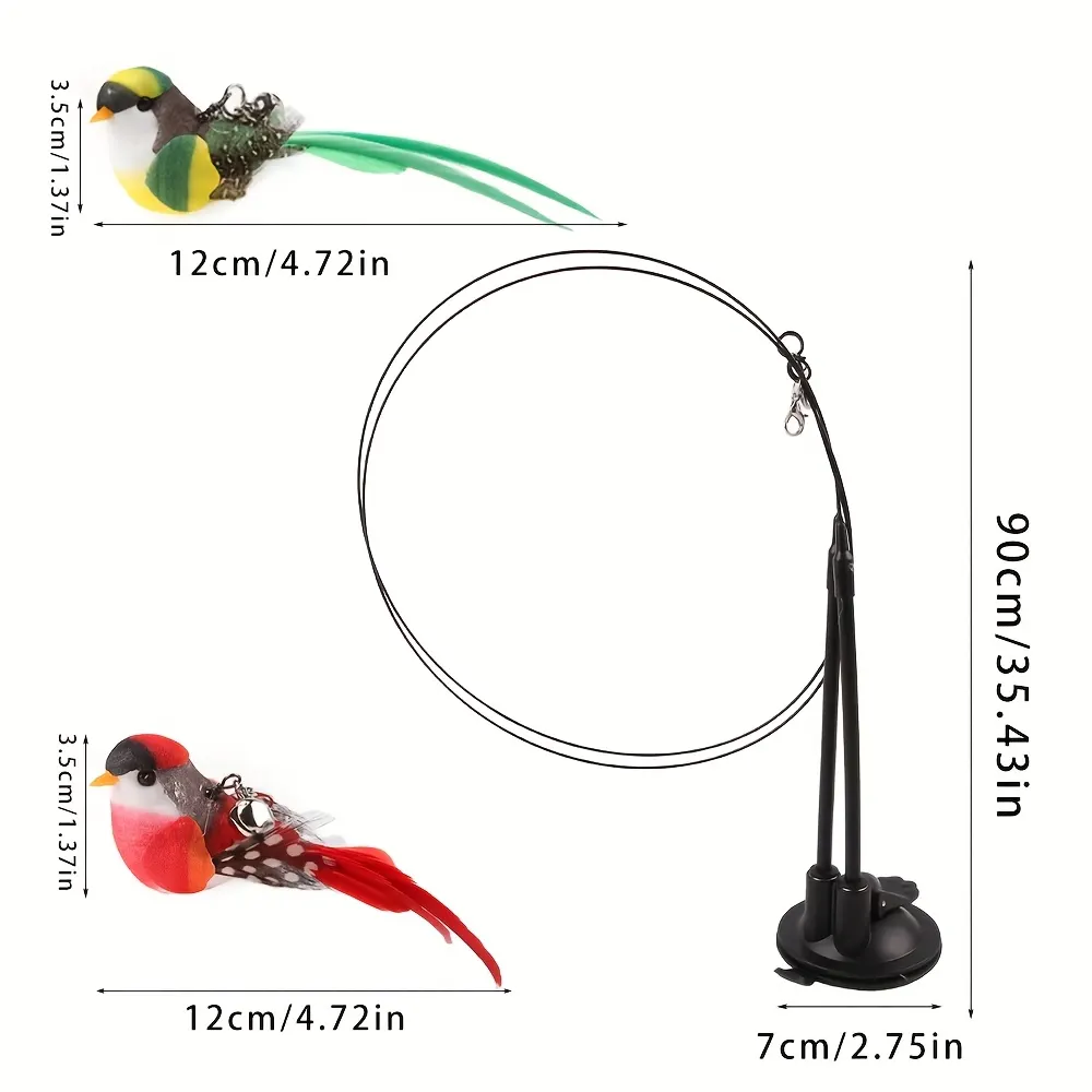 Interactive Cat Wand Toy with Super-Strong Suction Cup (Dual Rod) - Vue 2