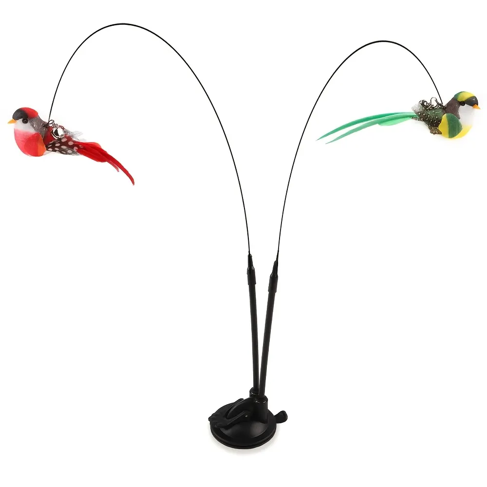 Interactive Cat Wand Toy with Super-Strong Suction Cup (Dual Rod) - Vue 3