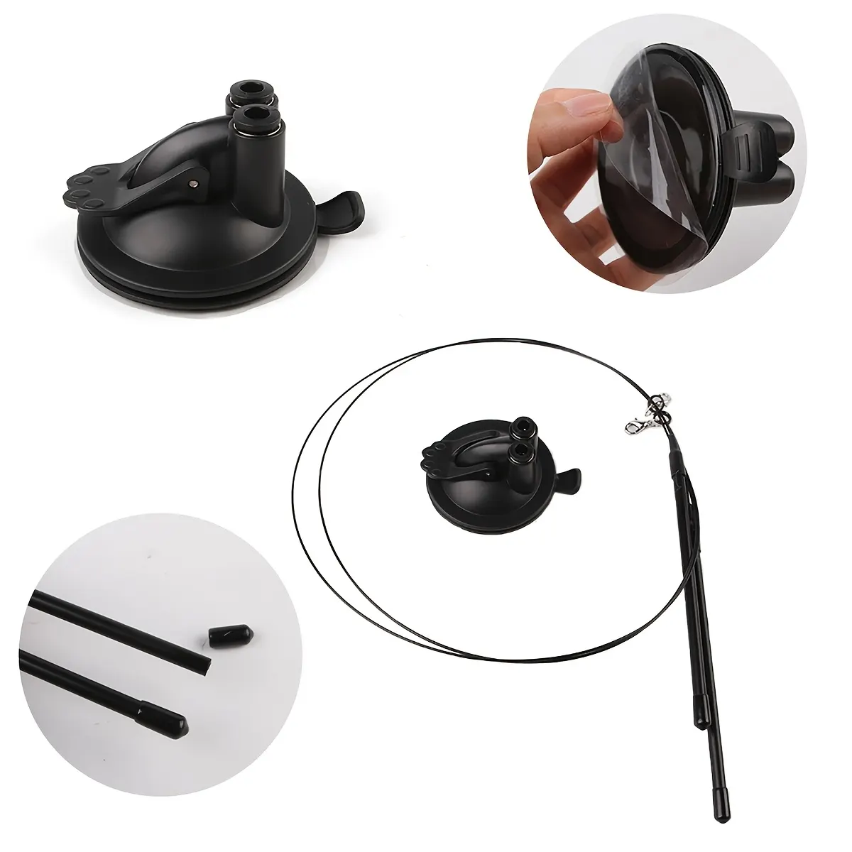 Interactive Cat Wand Toy with Super-Strong Suction Cup (Dual Rod) - Vue 6