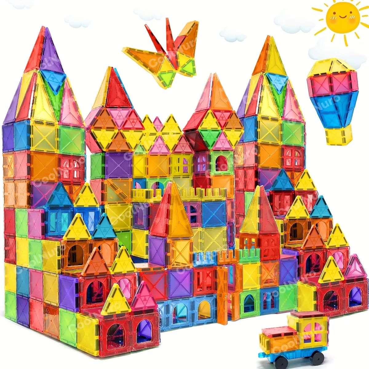 Transparent 3D Magnetic Tiles Set - STEM Educational Building Toy