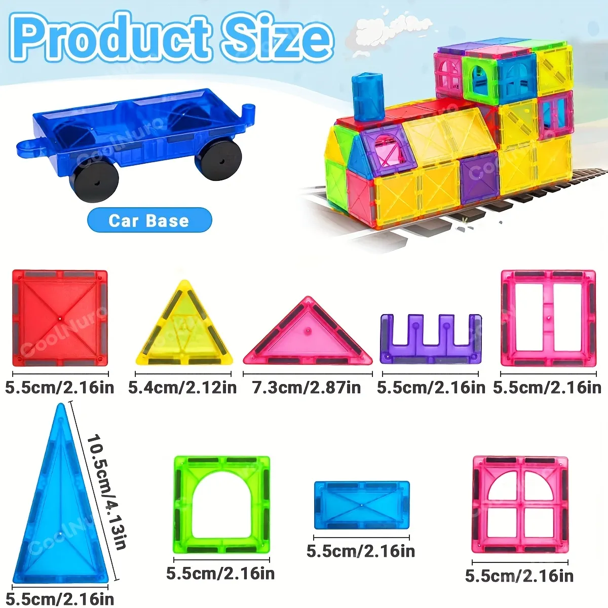Transparent 3D Magnetic Tiles Set - STEM Educational Building Toy - Vue 2