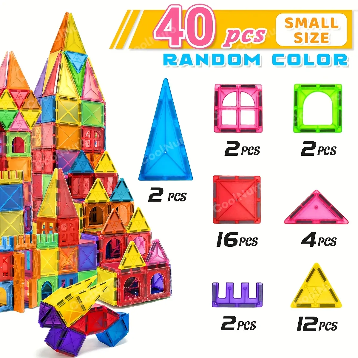 Transparent 3D Magnetic Tiles Set - STEM Educational Building Toy - Vue 3