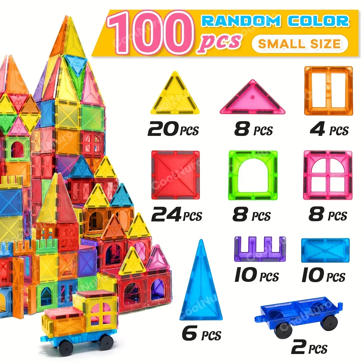 Transparent 3D Magnetic Tiles Set - STEM Educational Building Toy - Vue 7