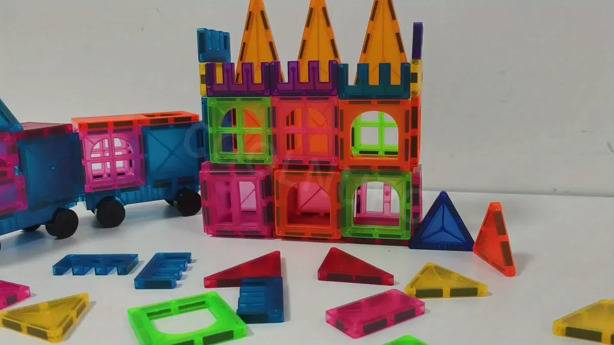 Transparent 3D Magnetic Tiles Set - STEM Educational Building Toy - Vue 11