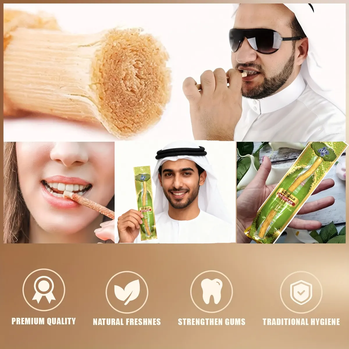 Natural Plant-Based Wooden Toothbrushes Infused with Peppermint - Vue 2