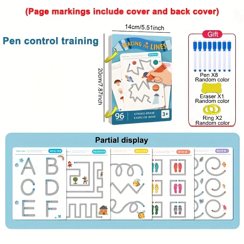 Magic Reusable Writing, Tracing & Math Workbook (Erasable Forever) - Vue 2