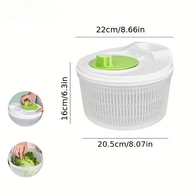 Large-Capacity Salad Spinner with Stop Button & Multifunction Bowl-Colander - Vue 2