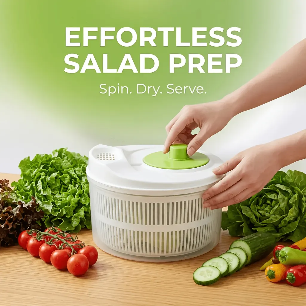 Large-Capacity Salad Spinner with Stop Button & Multifunction Bowl-Colander - Vue 4