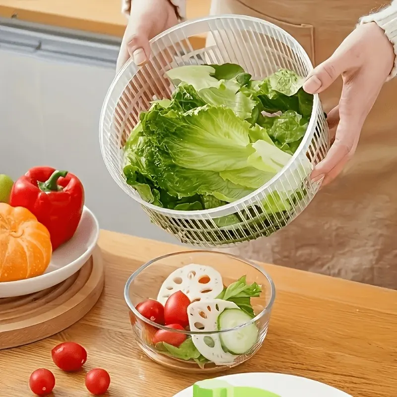 Large-Capacity Salad Spinner with Stop Button & Multifunction Bowl-Colander - Vue 6