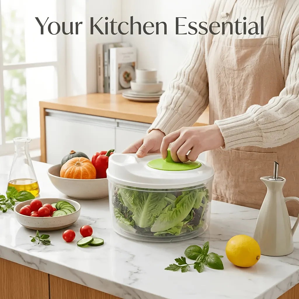 Large-Capacity Salad Spinner with Stop Button & Multifunction Bowl-Colander - Vue 8