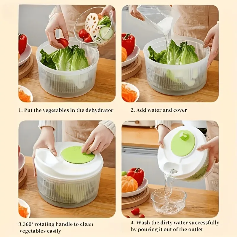 Large-Capacity Salad Spinner with Stop Button & Multifunction Bowl-Colander - Vue 10