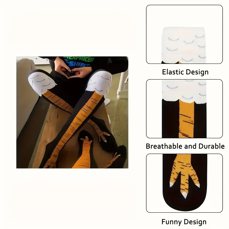 Funny Chicken Legs High Socks - Optical Illusion Cosplay & Humor - Vue 2