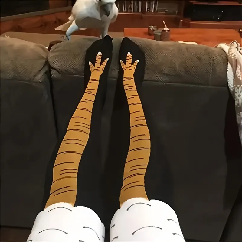 Funny Chicken Legs High Socks - Optical Illusion Cosplay & Humor - Vue 5