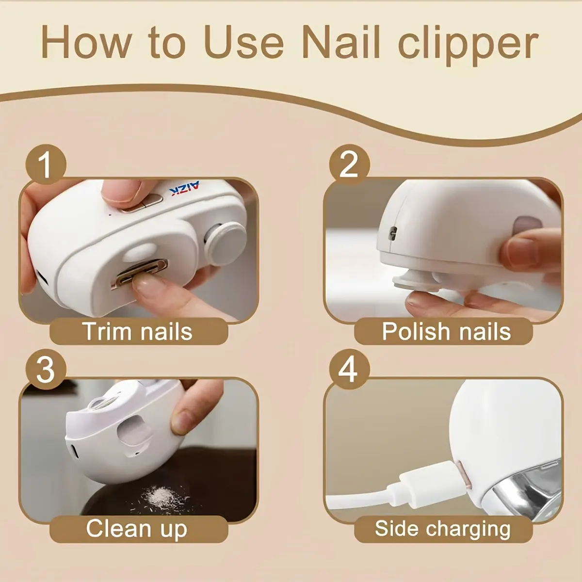 Safe Automatic Electric Nail Clipper with LED Light & Collection Chamber - Vue 7