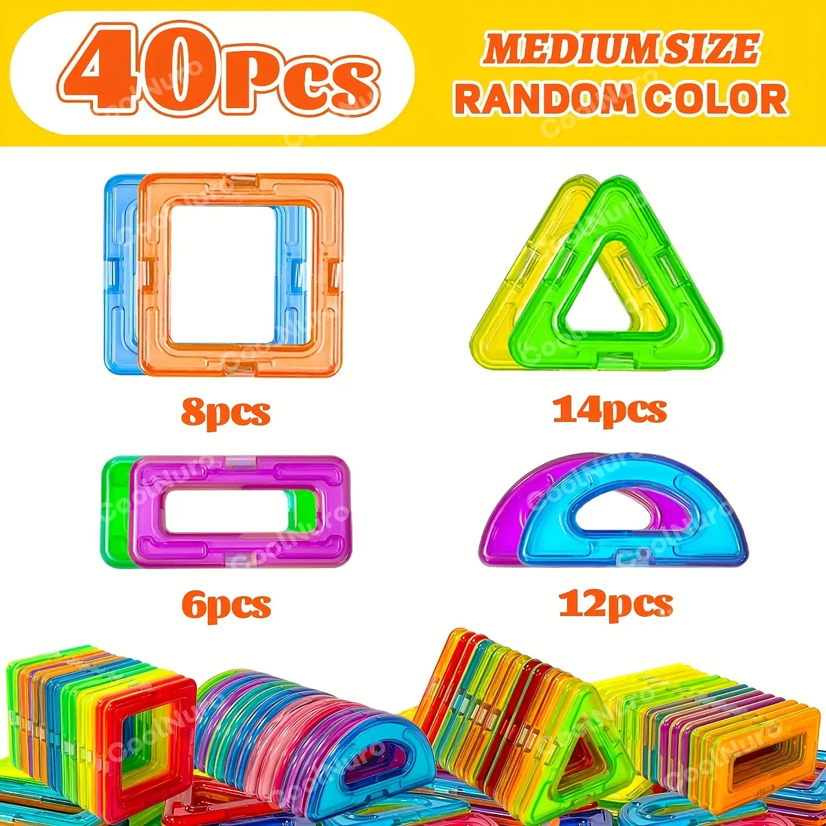 Magnetic Building Blocks for Kids – 40, 80 or 100 Pieces (STEM) - Vue 3