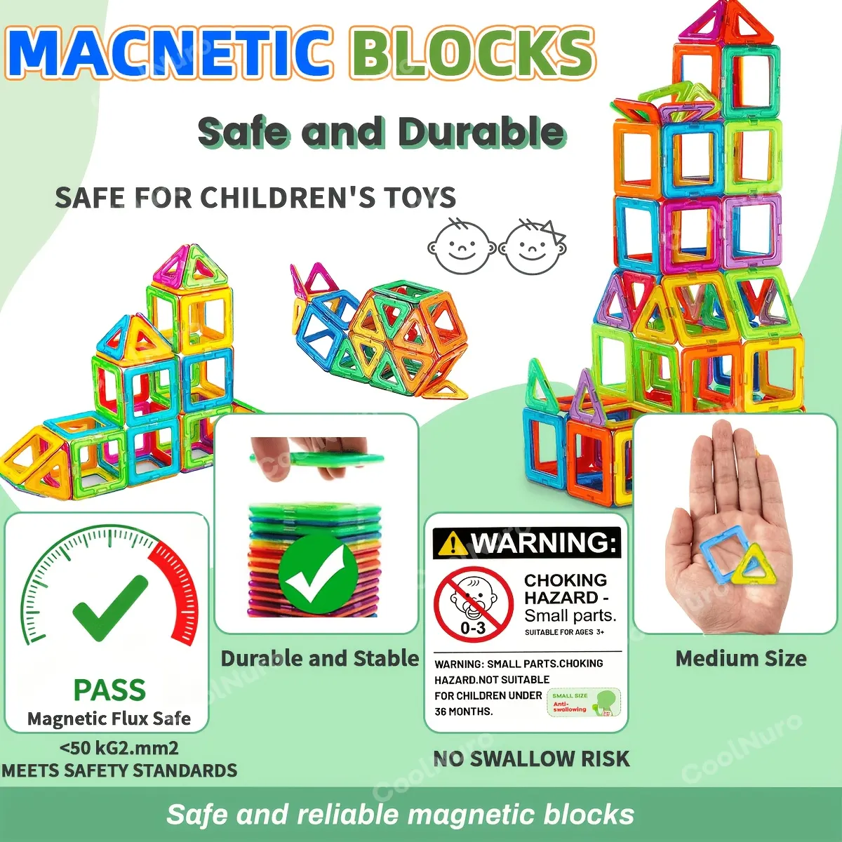 Magnetic Building Blocks for Kids – 40, 80 or 100 Pieces (STEM) - Vue 8