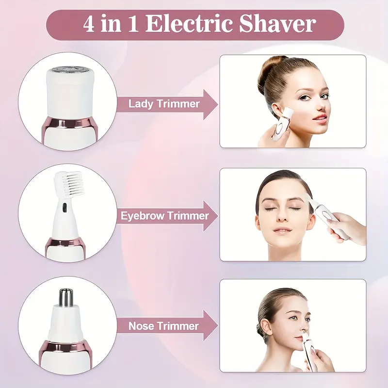 4-in-1 Electric Epilator for Women, USB Rechargeable - Vue 3
