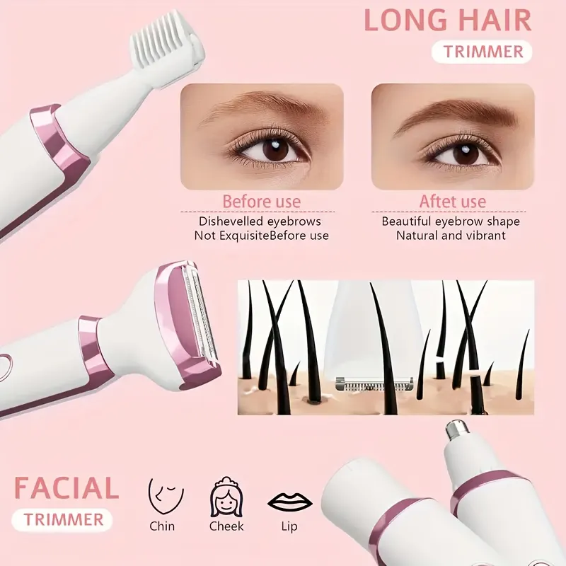 4-in-1 Electric Epilator for Women, USB Rechargeable - Vue 7