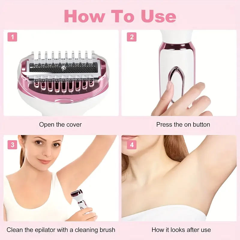 4-in-1 Electric Epilator for Women, USB Rechargeable - Vue 8