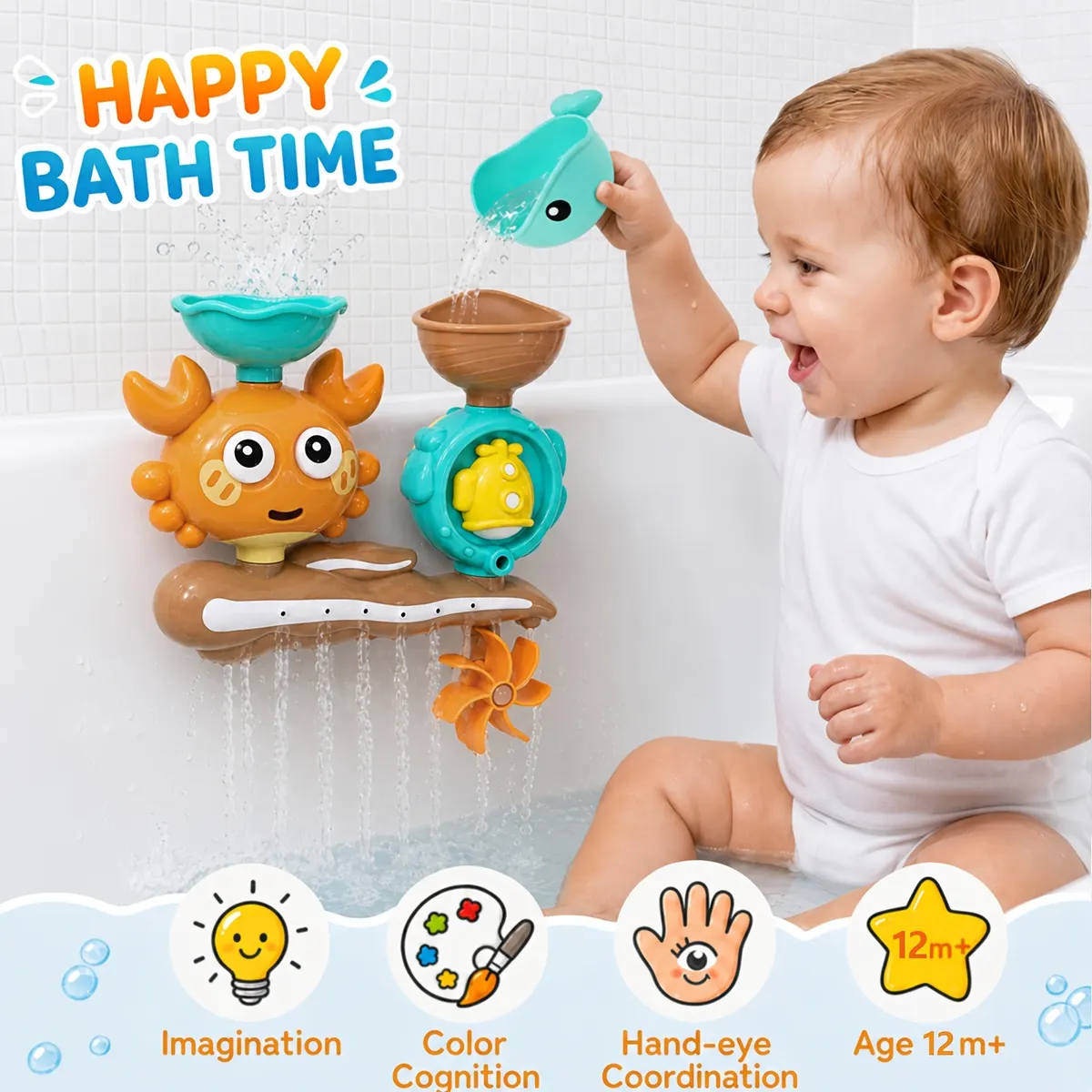 Crab Bath Toy with Two Water Jets for Kids - Vue 5