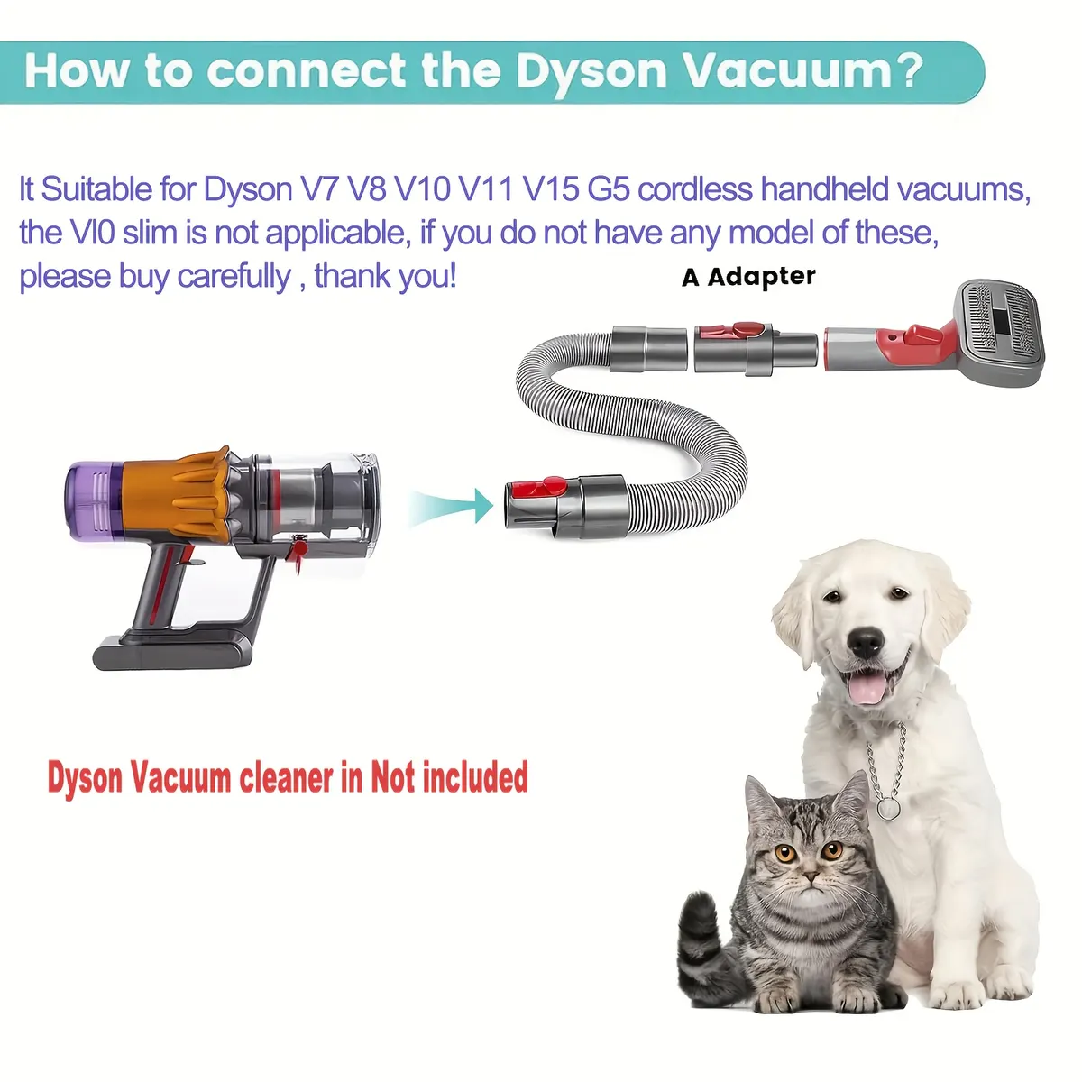 Grooming Brush for Dyson Vacuums V7 to V15 – Dogs & Cats - Vue 4
