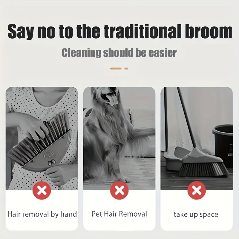 3-in-1 Cleaning Kit – Soft Broom, Squeegee & Pet Hair Brush - Vue 4