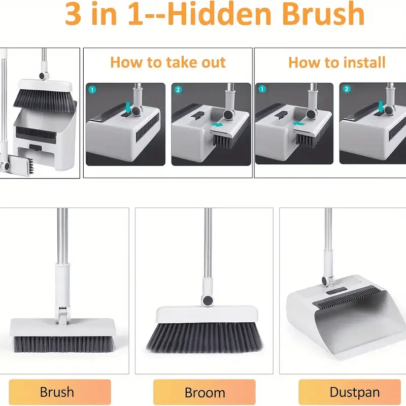 3-in-1 Cleaning Kit – Soft Broom, Squeegee & Pet Hair Brush - Vue 7