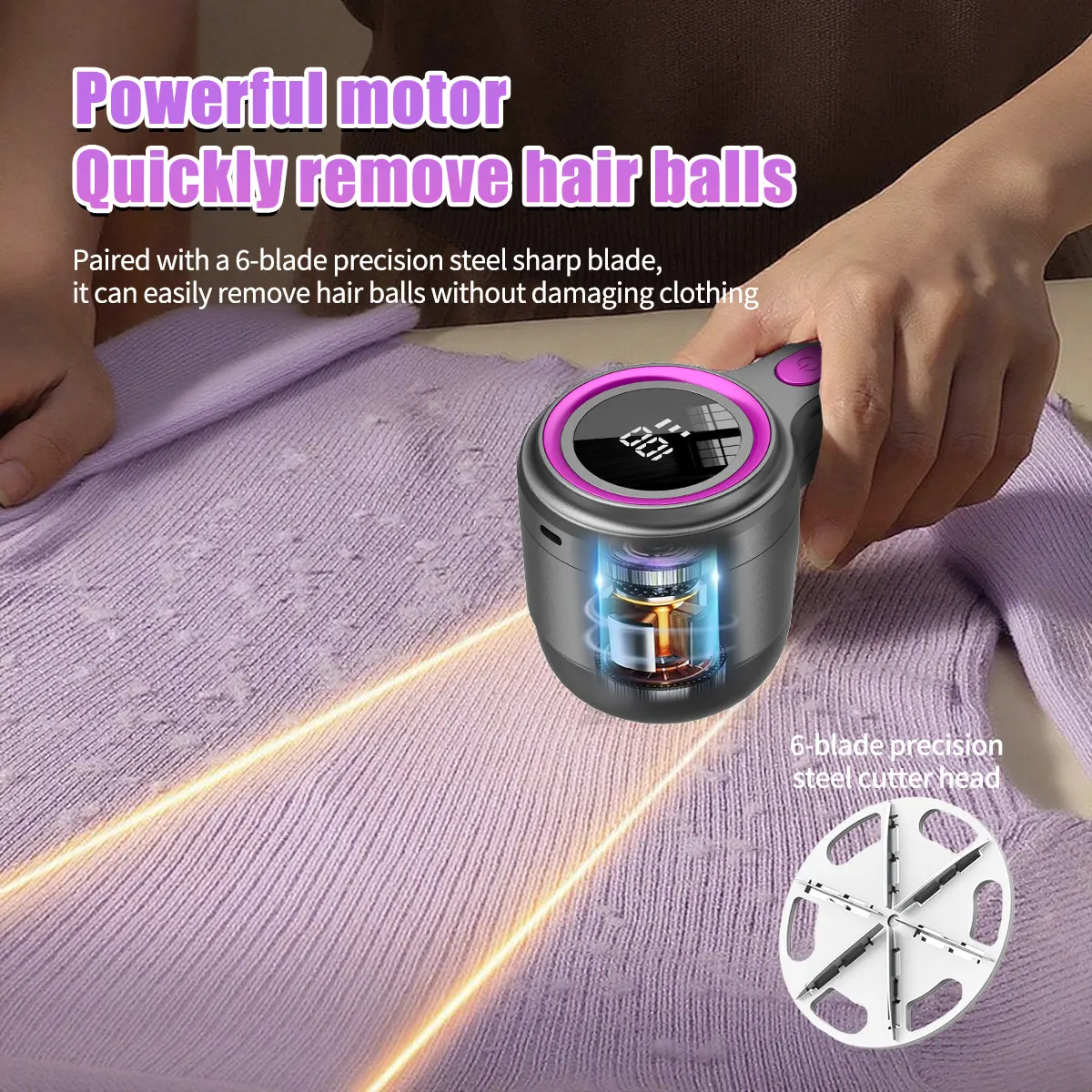 Fabric Shaver with USB-C Charging and Digital Display - Vue 5