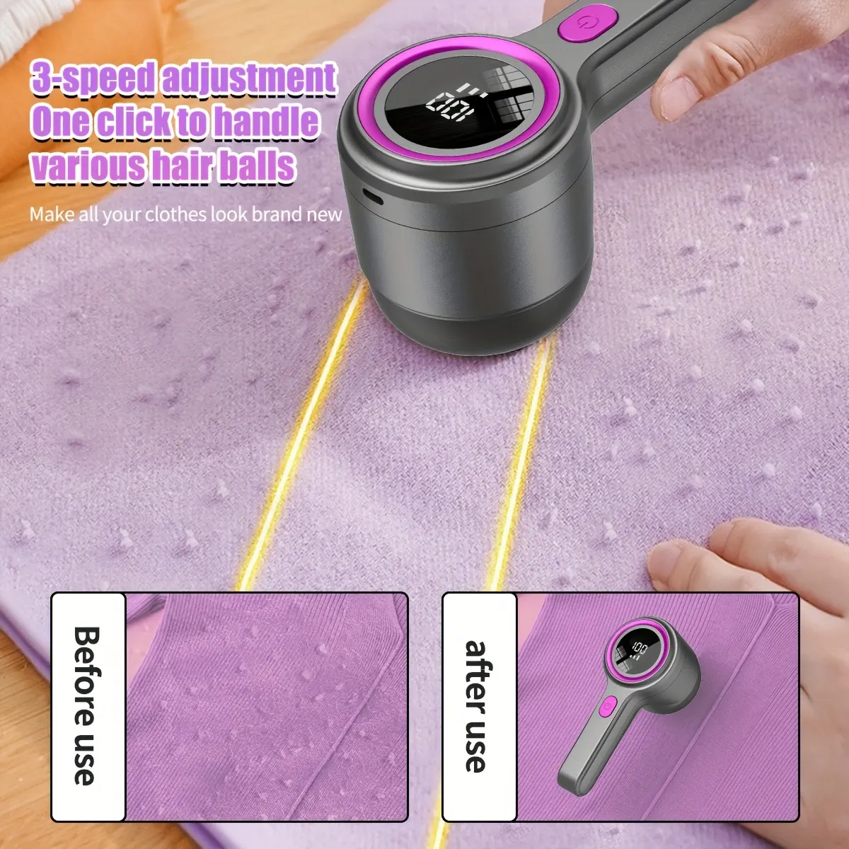 Fabric Shaver with USB-C Charging and Digital Display - Vue 7