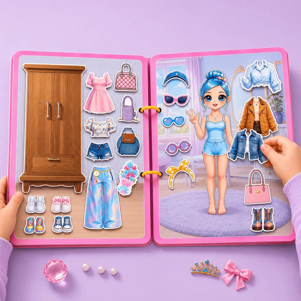 Reusable Sticker Book Beauty Salon – 4-in-1, Over 150 Pieces - Vue 7