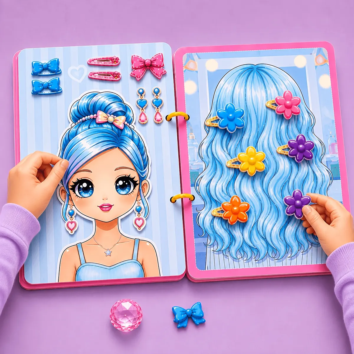 Reusable Sticker Book Beauty Salon – 4-in-1, Over 150 Pieces - Vue 10