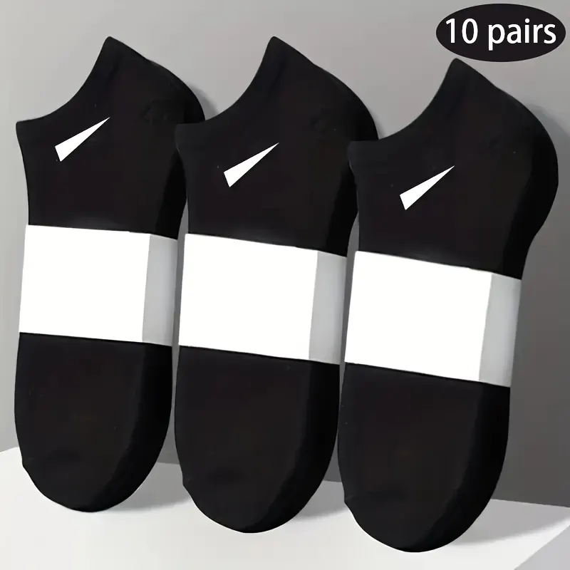 10 Pairs of Ankle Socks – Black, White & Grey - Vue 2