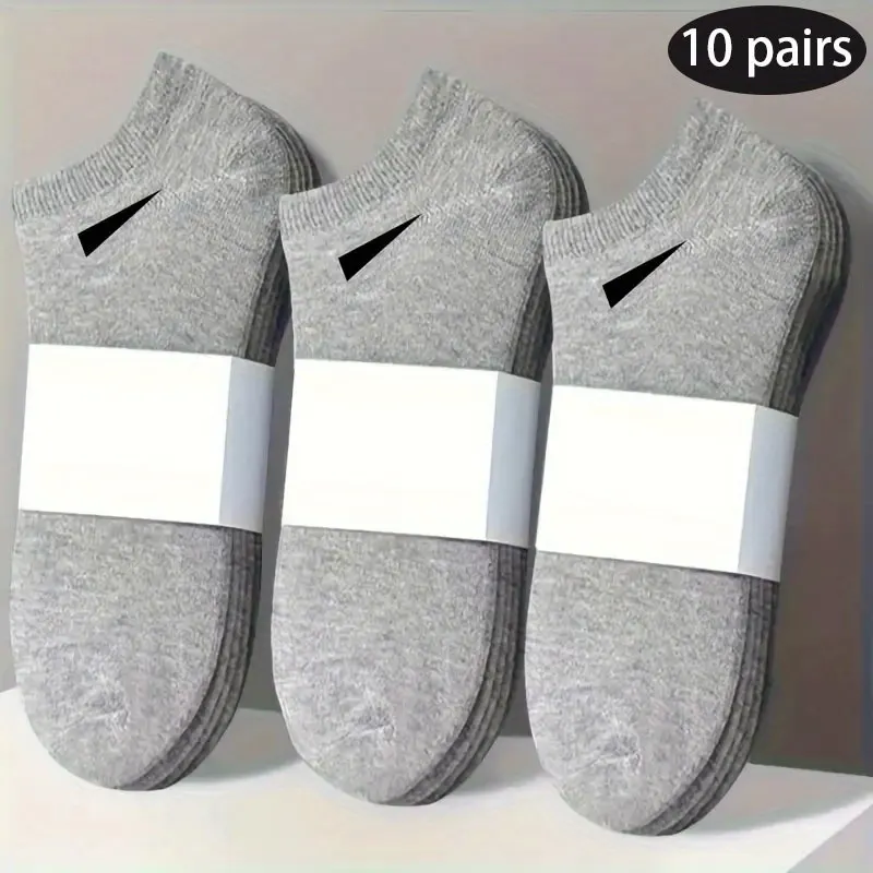 10 Pairs of Ankle Socks – Black, White & Grey - Vue 6