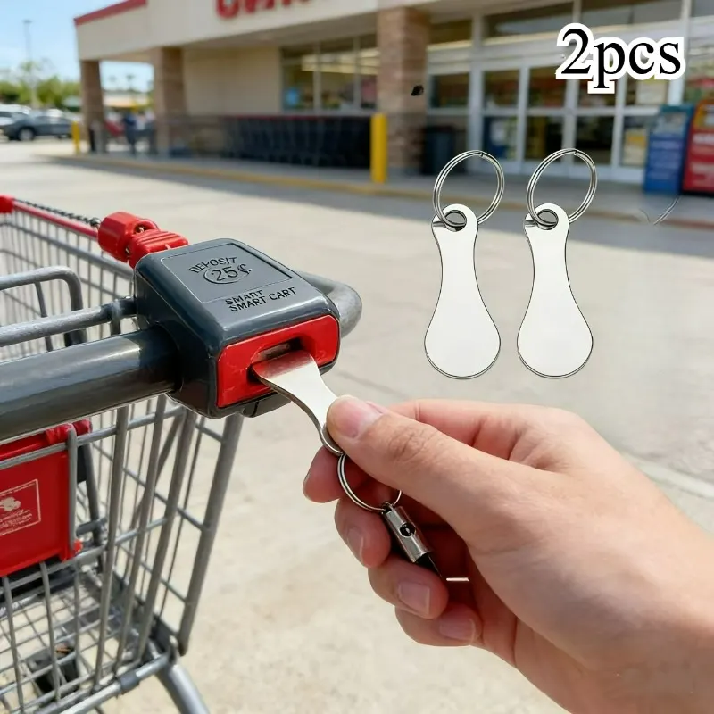 Set of 2 Shopping Trolley Tokens, Keyring Clip