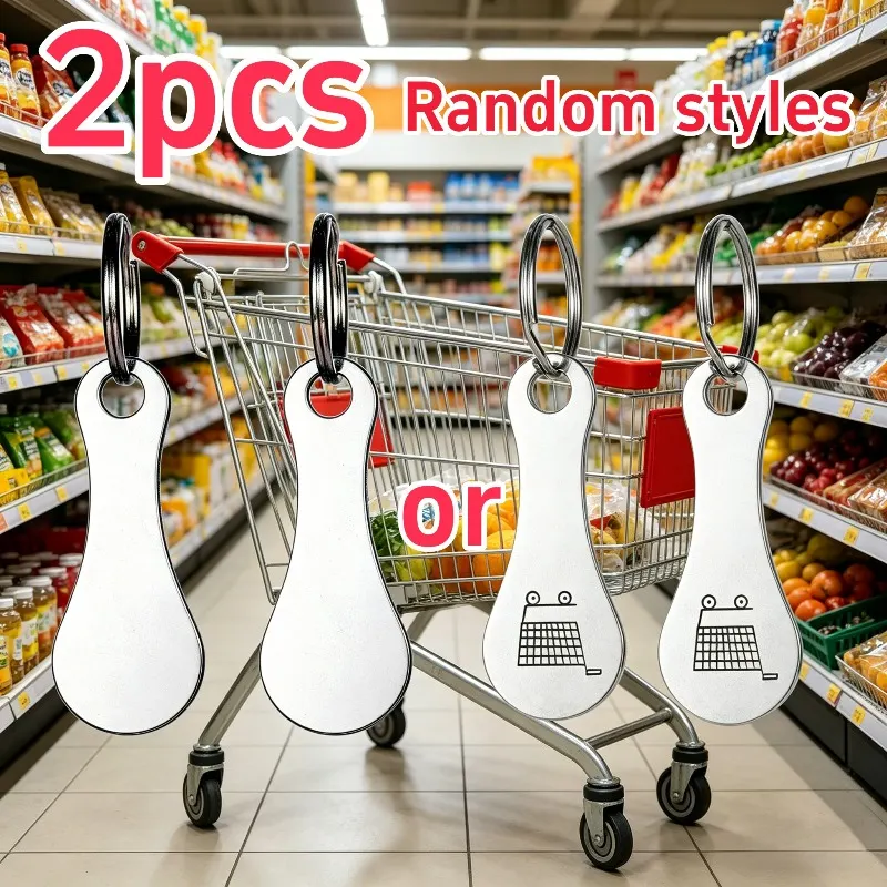 Set of 2 Shopping Trolley Tokens, Keyring Clip - Vue 3