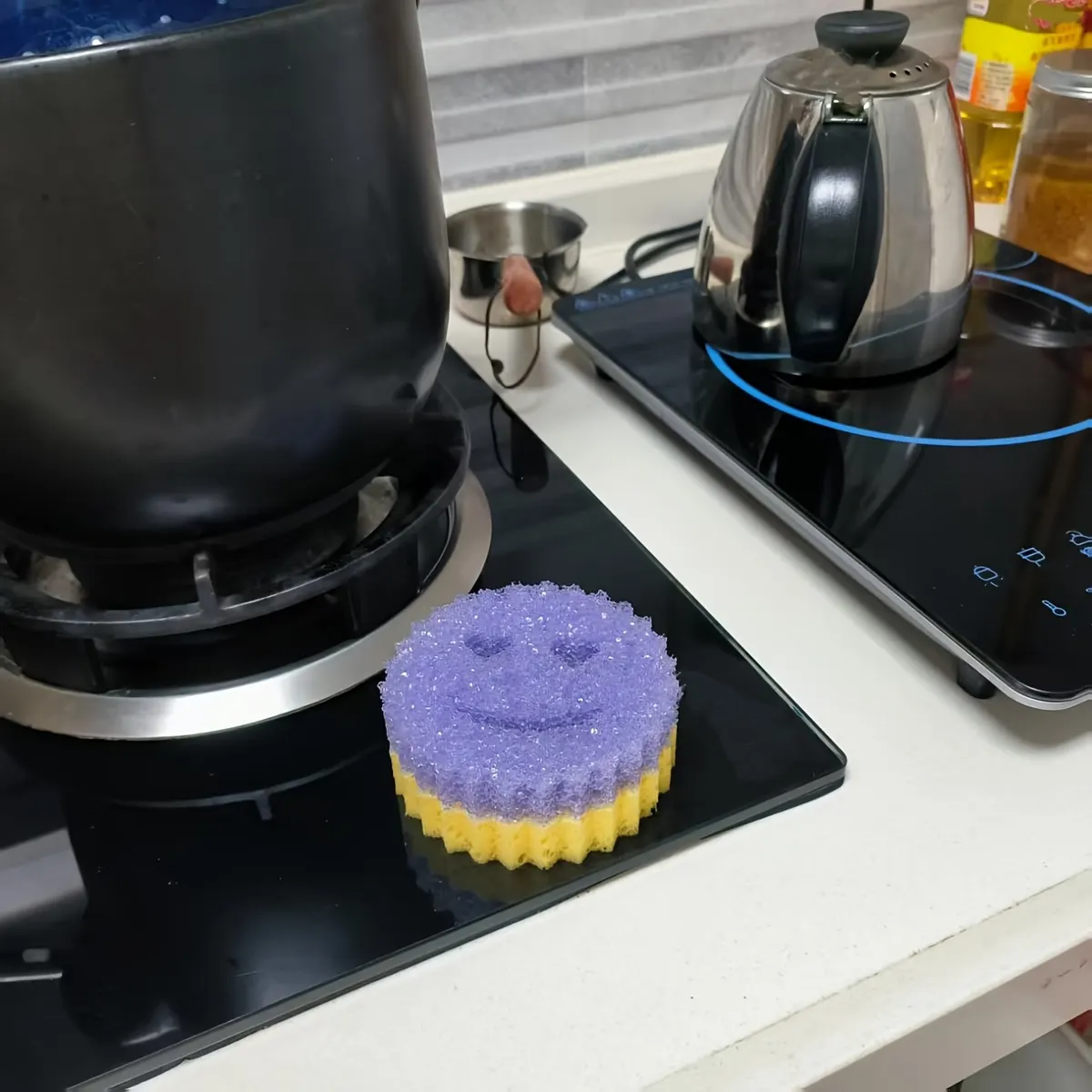 Set of 3 Double-Sided Non-Scratch Washing-Up Sponges - Vue 3