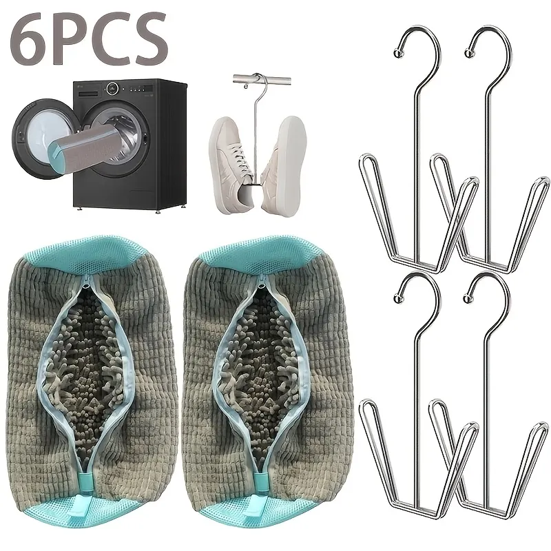Set of 6 Shoe Wash Bags with Stainless Steel Drying Hook - Vue 4