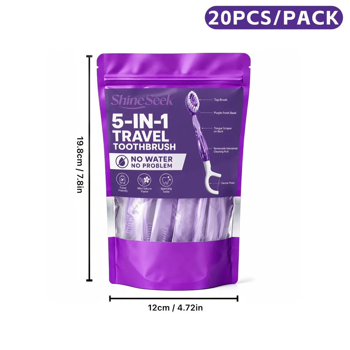 Travel Dental Care Kit, 20 Pieces 5-in-1 – Mint Flavour - Vue 5